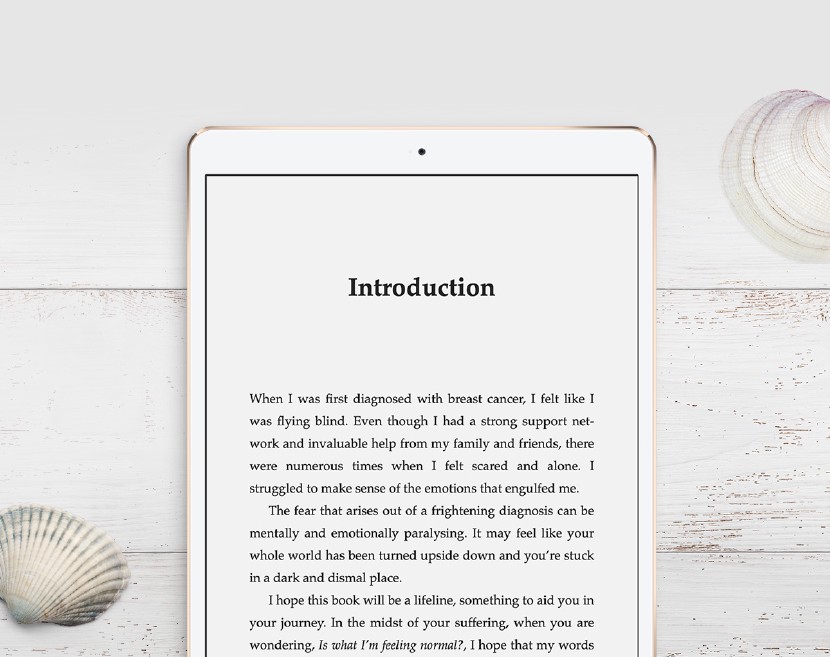 Tablet device showing the ebook on screen